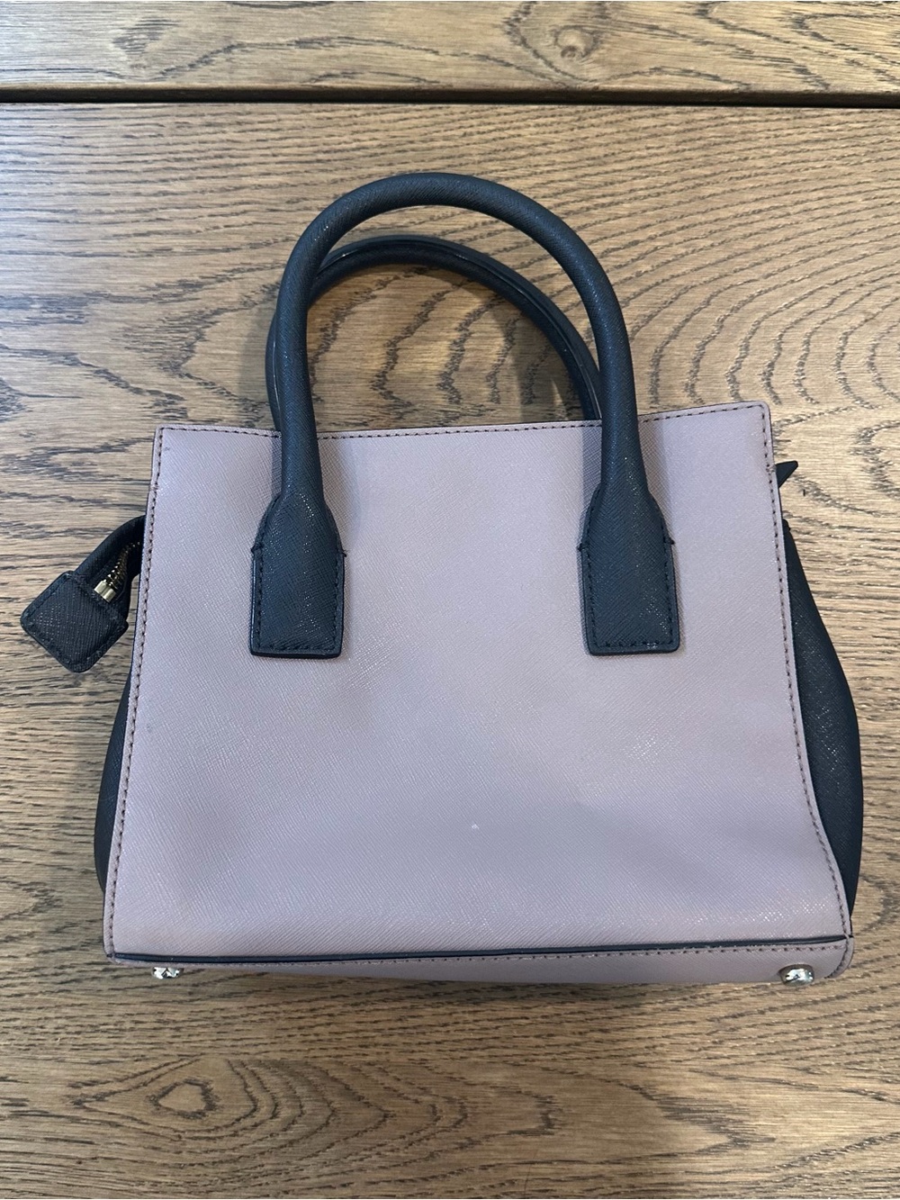 Kate Spade New York Small Satchel Black Taupe Leather Handbag - Picture 2 of 12